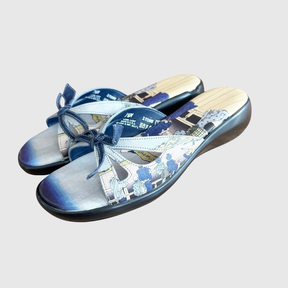 JEON Icon Shoes Women 7.5 Japanese Wearable Art Sandlas Geishas Landscape Heels